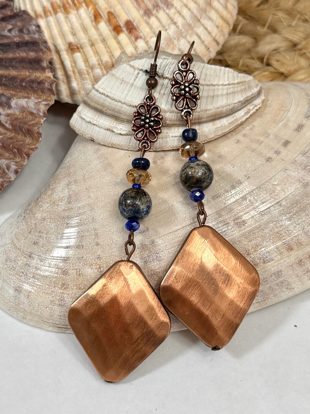 Southwestern Copper Sparrow & Mexican Blue Fleck Pottery Necklace